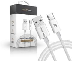RhinoTech kábel USB-A - USB-C, 27W, 1m, opletený, biela