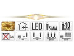 Mondex Vianočné LED osvetlenie DRAV 2 m žlté teplé
