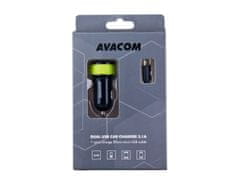 Avacom Nabíjačka do auta NACL-2XKG-31A s dvoma USB výstupmi 5V/1A - 3,1A, čierno-zelená farba