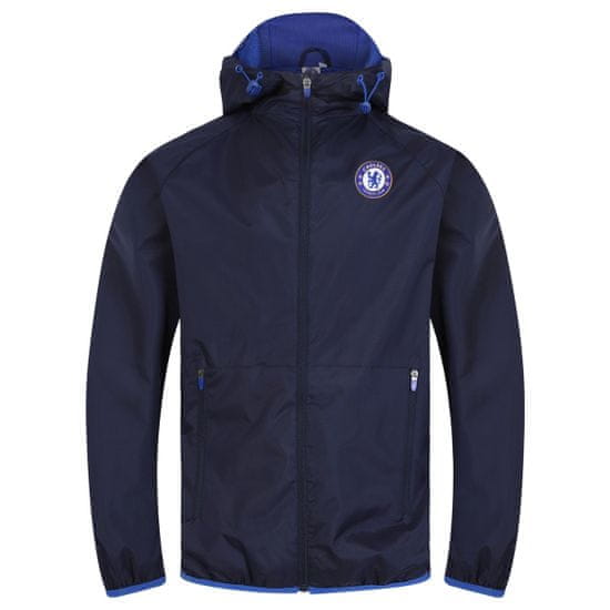 FAN SHOP SLOVAKIA Bunda Chelsea FC s kapucňou, zips, vrecká, znak, modrá