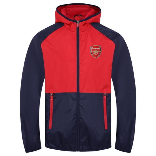 FAN SHOP SLOVAKIA Bunda Arsenal FC s kapucňou, zips, vrecká, znak, modro-červená