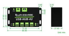 Waveshare Priemyselný USB HUB 4x USB 2.0