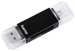 HAMA čítačka pamäťových kariet Basic USB 2.0/micro USB OTG/ SD/microSD/ čierna