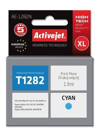 ActiveJet atrament Epson T1282 Cyan S22/SX125/SX425 new AE-1282