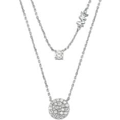 Michael Kors Moderný dvojitý strieborný náhrdelník Brilliance MKC1591AN040