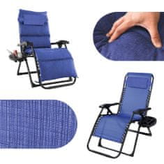 Timeless Tools Polstrovaná stolička zero gravity, rôzne farby- modrá