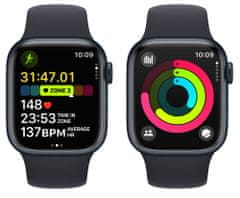 Apple Watch Series 9, Cellular, 41 mm, Midnight, Midnight Sport Band - S/M (MRHR3QC/A)