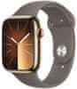 Watch Series 9, Cellular, 45mm, Gold Stainless Steel, Clay Sport Band - S/M (MRMR3QC/A)