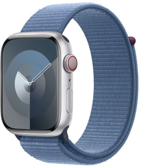 Apple Watch Series 9, Cellular, 41mm, Silver, Winter Blue Sport Loop (MRHX3QC/A)