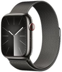 Apple Watch Series 9, Cellular, 45mm, Graphite Stainless Steel, Graphite Milanese Loop (MRMX3QC/A)