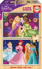 EDUCA Drevené puzzle Disney princeznej 2x50 dielikov
