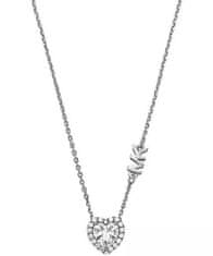 Michael Kors Nežný strieborný náhrdelník so zirkónmi Pavé Heart MKC1520AN040