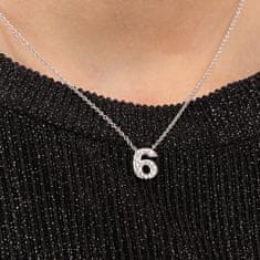 La Petite Story Oceľový náhrdelník "6" s kryštálmi LPS10AQK06