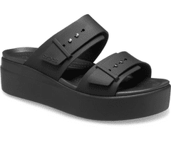 Crocs Brooklyn Buckle Low Wedge Sandals pre ženy, 39-40 EU, W9, Sandále, Šlapky, Papuče, Black, Čierna, 207431-001