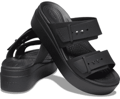Crocs Brooklyn Buckle Low Wedge Sandals pre ženy, 36-37 EU, W6, Sandále, Šlapky, Papuče, Black, Čierna, 207431-001
