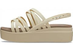 Crocs Brooklyn Strappy Low Wedge Sandals pre ženy, 41-42 EU, W10, Sandále, Šlapky, Papuče, Bone, Béžová, 206751-2Y2