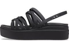 Crocs Brooklyn Strappy Low Wedge Sandals pre ženy, 41-42 EU, W10, Sandále, Šlapky, Papuče, Black, Čierna, 206751-001