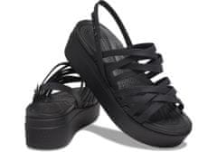 Crocs Brooklyn Strappy Low Wedge Sandals pre ženy, 41-42 EU, W10, Sandále, Šlapky, Papuče, Black, Čierna, 206751-001