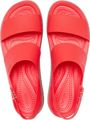 Crocs Brooklyn Low Wedge Sandals pre ženy, 36-37 EU, W6, Sandále, Šlapky, Papuče, Flame/Mushroom, Červená, 206453-6SQ