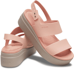 Crocs Brooklyn Low Wedge Sandals pre ženy, 34-35 EU, W5, Sandále, Šlapky, Papuče, Pale Blush/Mushroom, Ružová, 206453-6RT
