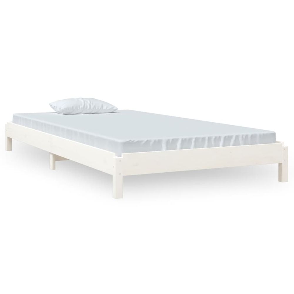 Vidaxl Stohovateľná posteľ biela 90x200 cm borovicový masív
