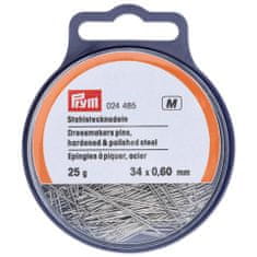 PRYM Špendlíky, 0,60 x 34 mm, strieborné farby, 25 g, krabička s pútkom