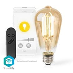 Nedis Múdra žiarovka SmartLife ST64, Wi-Fi, E27, 806 lm, 7 W, Teplá Bílá