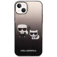 Karl Lagerfeld Kryt na mobil Gradient Karl and Choupette na Apple iPhone 14 Plus - černý