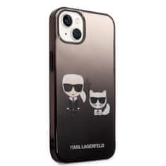 Karl Lagerfeld Kryt na mobil Gradient Karl and Choupette na Apple iPhone 14 Plus - černý