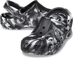 Crocs Baya Marbled Clogs Unisex, 38-39 EU, M6W8, Dreváky, Šlapky, Papuče, Black/White, Čierna, 206935-066