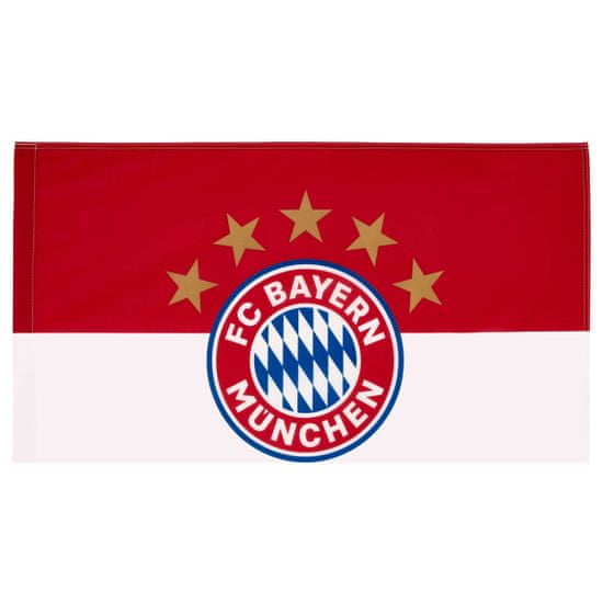 FAN SHOP SLOVAKIA Vlajka FC Bayern Mníchov, Znak a 5 hviezd, Červeno-biela, 90x60cm