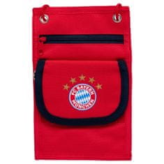 FAN SHOP SLOVAKIA Textilná taška na krk FC Bayern Mníchov, 2 vrecká, červená, 13x21cm
