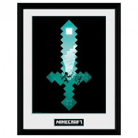 GB eye Minecraft Zarámovaný plagát - diamantový meč