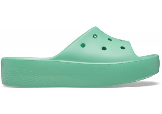 Crocs Classic Platform Slides pre ženy, 41-42 EU, W10, Šlapky, Sandále, Papuče, Jade Stone, Zelená, 208180-3UG