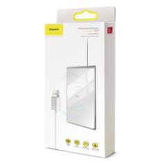 BASEUS bezdrôtový Charger Ultra-thin Card 15W (with USB cable 1m) Silver/biela (WX01B-S2)