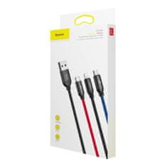 BASEUS Cable Three Primary Colors Light/Type-C/Micro Nylon Braid 3.5A 1.2m čierna (CAMLT-BSY01)