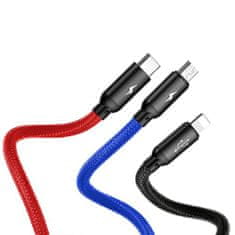 BASEUS Cable Three Primary Colors Light/Type-C/Micro Nylon Braid 3.5A 1.2m čierna (CAMLT-BSY01)