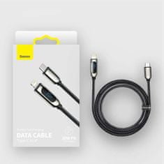 BASEUS Type C - Lightning Display Fast charging data Cable with Digital power meter, Power Delivery 20W, 2m čierna (CATLSK-A01)