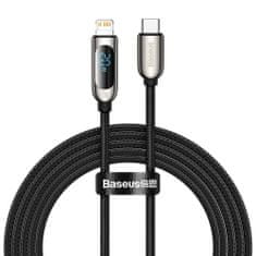 BASEUS Type C - Lightning Display Fast charging data Cable with Digital power meter, Power Delivery 20W, 2m čierna (CATLSK-A01)