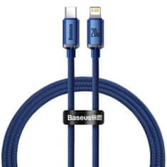 BASEUS Type-C - Lightning cable, Crystal Shine Series Fast Charging Data Cable 20W 1.2m Blue (CAJY000203)