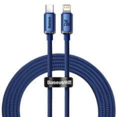 BASEUS Type-C - Lightning cable, Crystal Shine Series Fast Charging Data Cable 20W 2m Blue (CAJY000303)