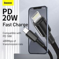 BASEUS Type-C - Lightning High Density Braided Fast charging cable PD 20W 1m čierna (CATLGD-01)