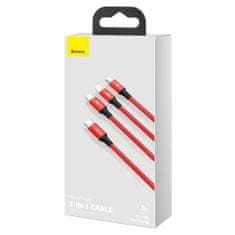 Type-C Rapid 3-in-1 Cable for Micro + Lightning + Type-C PD 20W 1.5m Red (CAMLT-SC09)