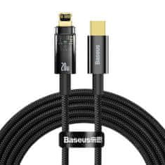 BASEUS Type-C to Lightning Explorer Series Auto Power-Off Fast Charging Data Cable, 20W, 2m čierna (CATS000101)