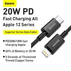 BASEUS Type-C - Lightning Superior Series fast charging data cable PD 20W 1m čierna (CATLYS-A01)