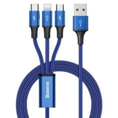 BASEUS Universal 3-in-1 Rapid USB to Type C / Lightning / micro USB data transfer 1.2m Blue (CAJS000003)