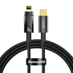 BASEUS Type-C to Lightning Explorer Series Auto Power-Off Fast Charging Data Cable, 20W, 1m čierna (CATS000001)