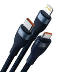 BASEUS Universal Flash Series 3-in-1 Fast Charging Data Cable (USB-A to Micro + Lightning + Type-C) 100W, 1.2m Blue (CASS030103)