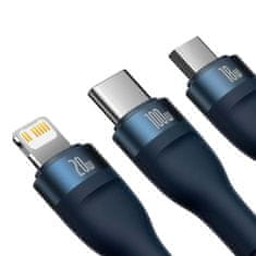 BASEUS Universal Flash Series 3-in-1 Fast Charging Data Cable (USB-A to Micro + Lightning + Type-C) 100W, 1.2m Blue (CASS030103)