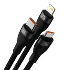 BASEUS Universal Flash Series II 3-in-1 Fast Charging Data Cable (Type-C to Micro + Lightning + Type-C) 66W, 1.2m čierna (CASS040001)